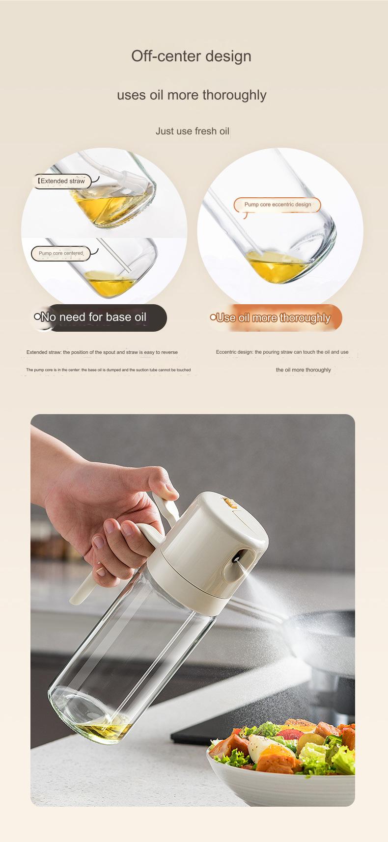 Dual-purpose Spray Oil Pot Bottle Leak-proof Oil Tank Glass Spray Press Oil Bottle Kitchen Household Sauce Vinegar Seasoning Bottle