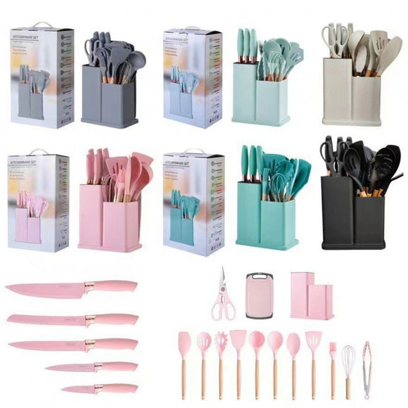 New In Stock Silicone Spatula Spoon 19 Piece Set Non-stick Silicone Spatula Household Silicone Kitchenware Knife Suit