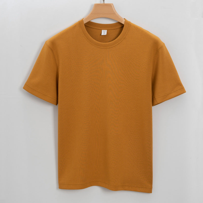 New High-end Double-sided Cotton T-shirt Men's Half Sleeve Heavy Cotton Thickened Round Neck Short Sleeve Men's T-shirt
