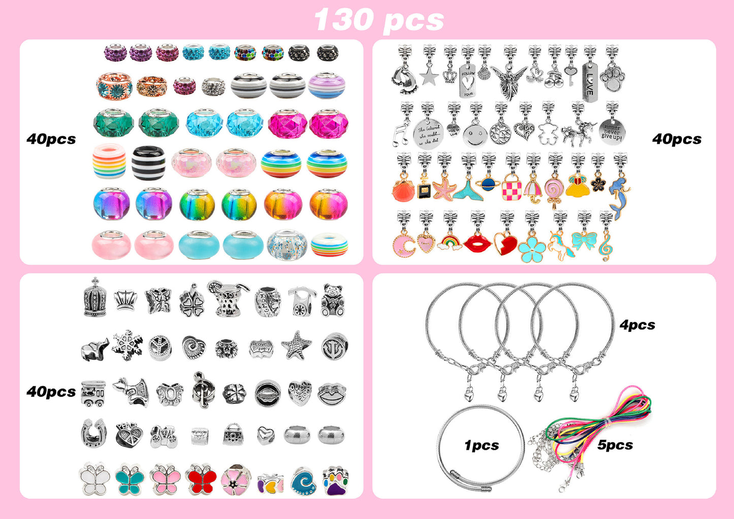 Children's DIY Bracelet Set Unicorn Cute Jewelry Panjia Beads  1.75cm Box Height