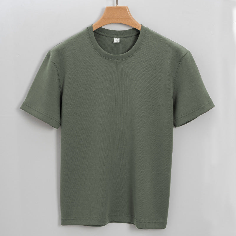 New High-end Double-sided Cotton T-shirt Men's Half Sleeve Heavy Cotton Thickened Round Neck Short Sleeve Men's T-shirt