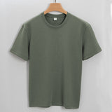 New High-end Double-sided Cotton T-shirt Men's Half Sleeve Heavy Cotton Thickened Round Neck Short Sleeve Men's T-shirt