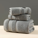 3Pcs Pure Cotton Gift Set Towel Absorbs Water And Does Not Shed Lint, Pure Cotton Plain Color Off-grade Adult Household Towel Bath Towel