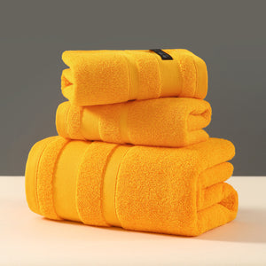 3Pcs Pure Cotton Gift Set Towel Absorbs Water And Does Not Shed Lint, Pure Cotton Plain Color Off-grade Adult Household Towel Bath Towel