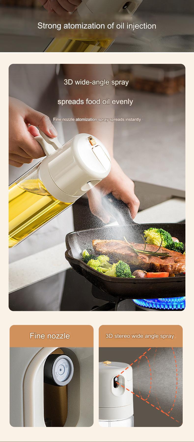 Dual-purpose Spray Oil Pot Bottle Leak-proof Oil Tank Glass Spray Press Oil Bottle Kitchen Household Sauce Vinegar Seasoning Bottle
