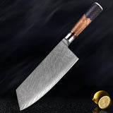 Damascus Steel Chef Knife Suit Blue Resin Honeycomb Round Handle Kitchen Knife Vegetable Cutter Cutter Household Cutter