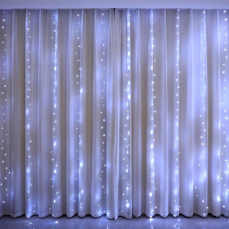 3*3m LED Copper Wire Curtain Light Christmas Holiday Decoration USB Eight-Function Remote Control Colored Light String