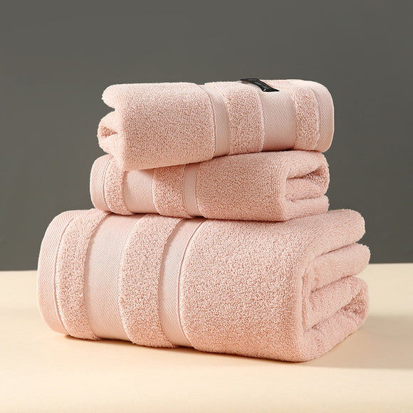 3Pcs Pure Cotton Gift Set Towel Absorbs Water And Does Not Shed Lint, Pure Cotton Plain Color Off-grade Adult Household Towel Bath Towel