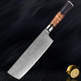 Damascus Steel Chef Knife Suit Blue Resin Honeycomb Round Handle Kitchen Knife Vegetable Cutter Cutter Household Cutter