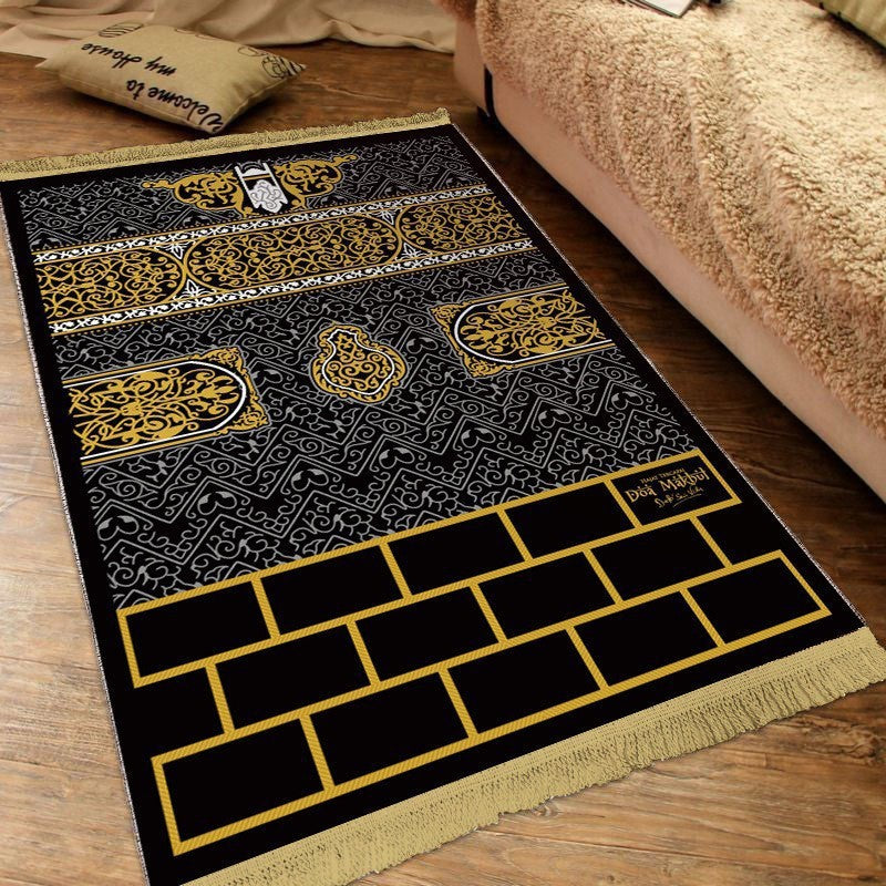 Tassel Prayer Carpet Floor Mat Arabic Qibla Dove Velvet Floor Mat Muslim Printed Pilgrimage Mat