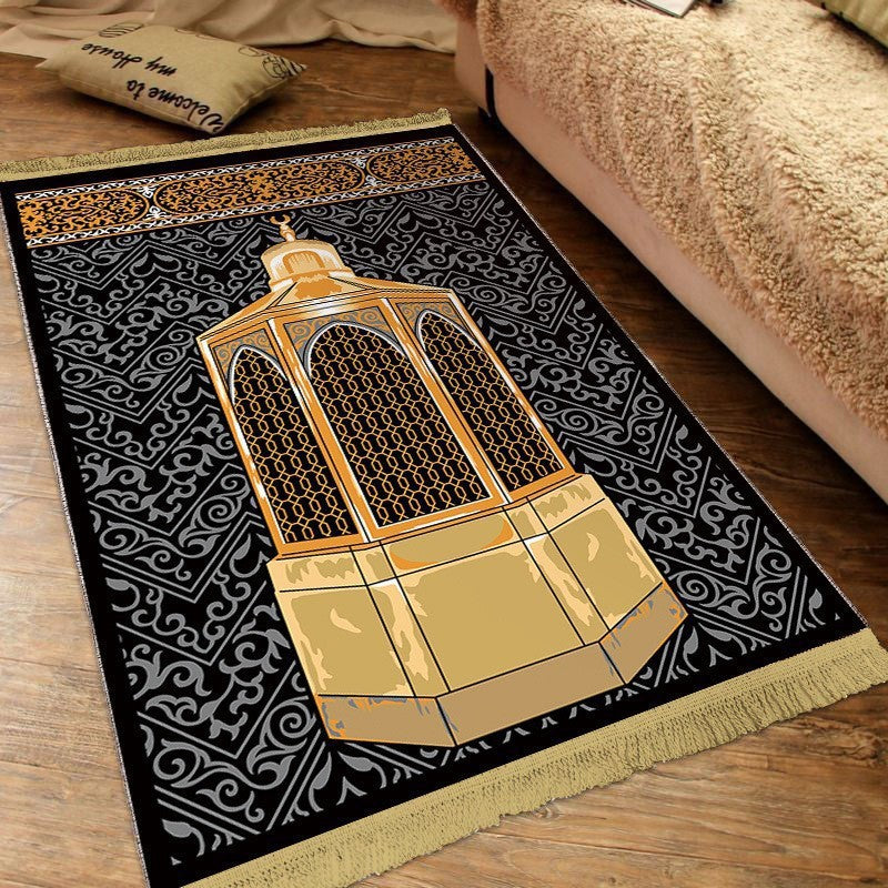 Tassel Prayer Carpet Floor Mat Arabic Qibla Dove Velvet Floor Mat Muslim Printed Pilgrimage Mat