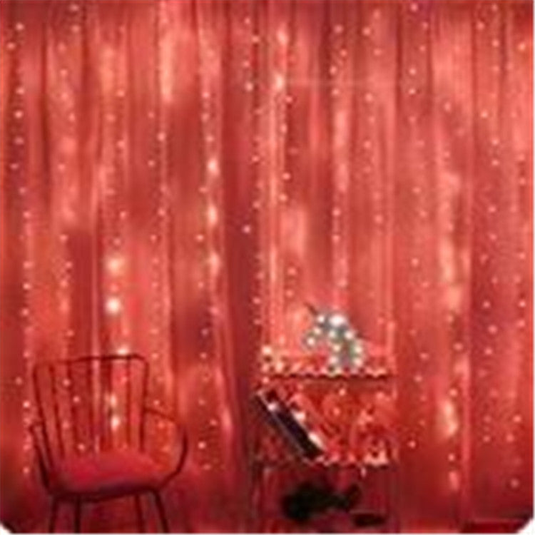 3*3m LED Copper Wire Curtain Light Christmas Holiday Decoration USB Eight-Function Remote Control Colored Light String