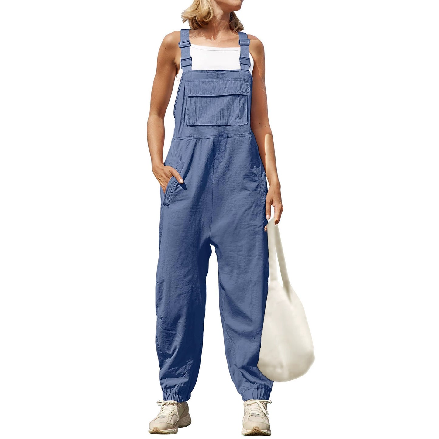New Cotton Linen Women's One-piece Suspender Pants