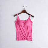 Women's Camisole Vest With Chest Cushion Without Steel Ring Cup One-piece Outer Wearing Underwear Yoga Sports T-shirt