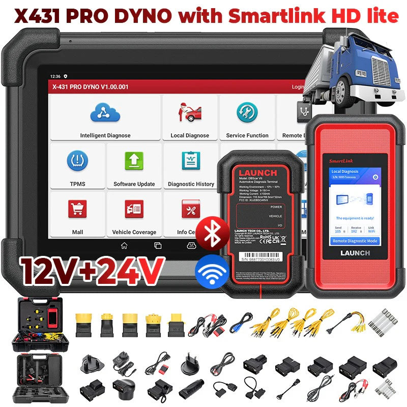 LAUNCH X431 PRO Dyno + Smartlink HD LITE all in one 12V + 24V car and truck tester with 8 inch tablet