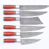 Handmade Custom Damascus Steel Chef and Kitchen Knife Set with Pure Leather Sheath (Chef Knife-24)