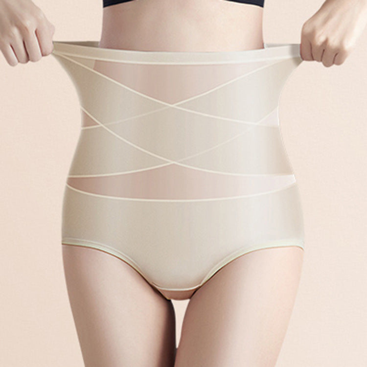 High-waisted Ice Silk Butt Lifting Tummy Control Pants Women's Silky Breathable Mulberry Silk Ladies Slimming Pants Bag