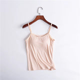 Women's Camisole Vest With Chest Cushion Without Steel Ring Cup One-piece Outer Wearing Underwear Yoga Sports T-shirt