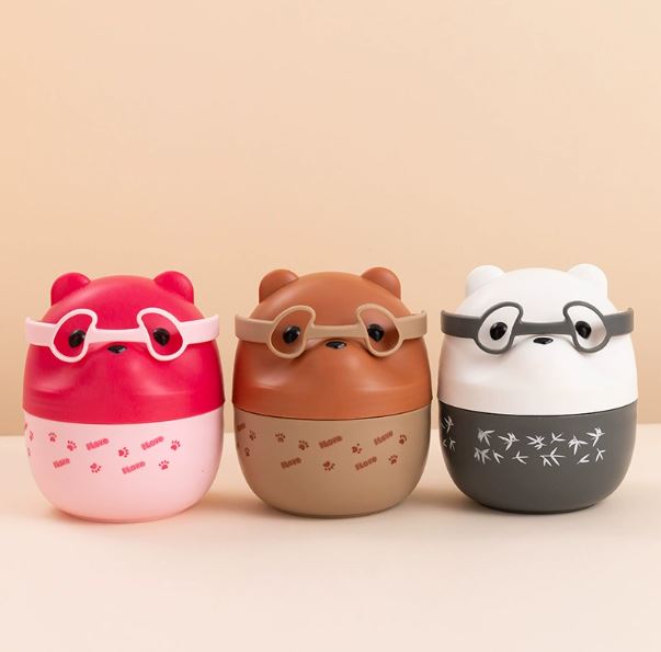 Glasses Bear Double-layer Portable Lunch Box Separated Layered Office Workers' Lunch Box Japanese-style Student Lunch Box Large Capacity