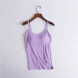 Women's Camisole Vest With Chest Cushion Without Steel Ring Cup One-piece Outer Wearing Underwear Yoga Sports T-shirt