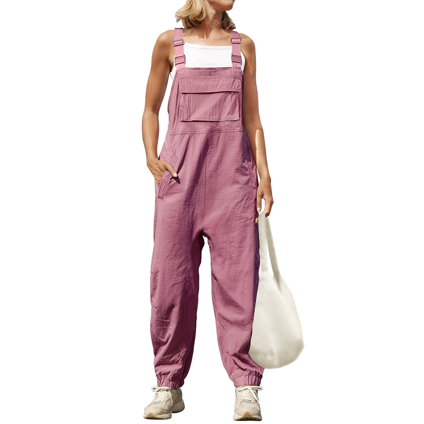 New Cotton Linen Women's One-piece Suspender Pants
