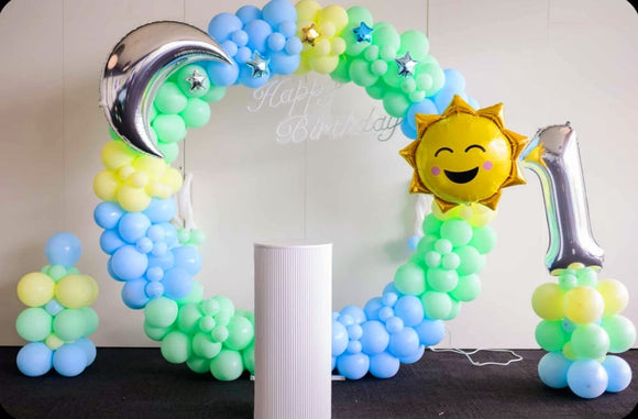Balloon Garland in 2M Hoop - Sun and Moon Theme