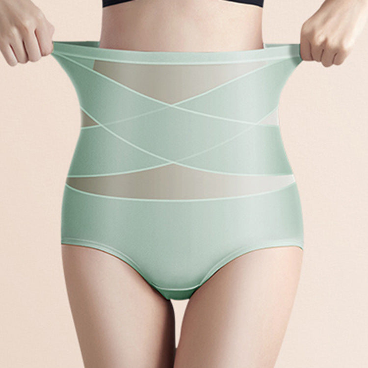 High-waisted Ice Silk Butt Lifting Tummy Control Pants Women's Silky Breathable Mulberry Silk Ladies Slimming Pants Bag