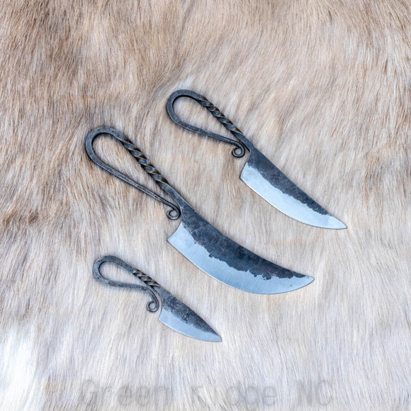 3pcs Handmade Carbon Steel Viking utility knife Set For Hunting Camping & Outdoor