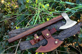 Handmade Gift Forged Carbon Steel Viking Axe, Camping Hatchet with Rose Wood