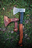 Viking Axe Handmade Corban Steel Hunting Axe With Leather Sheath