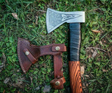 Viking Axe Handmade Corban Steel Hunting Axe With Leather Sheath