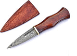 Handmade Damascus Buck Hunting Knife with Leather Sheath - Ideal for Skinning. Gift Item
