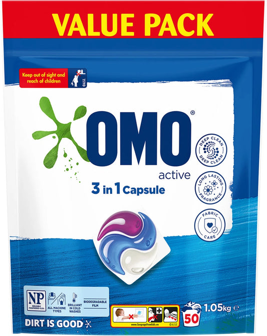 Omo Triple Active 3-in-1 Laundry Capsules (100 pk)