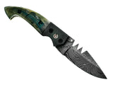 Foldable Handmade Viking Knife Damascus Steel Hunting Full Tang Gift item..