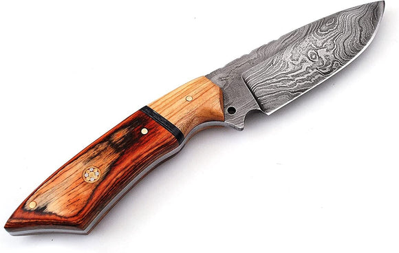 Damascus Knives for Hunting Skinning - Fixed Blade Knife with Sheath