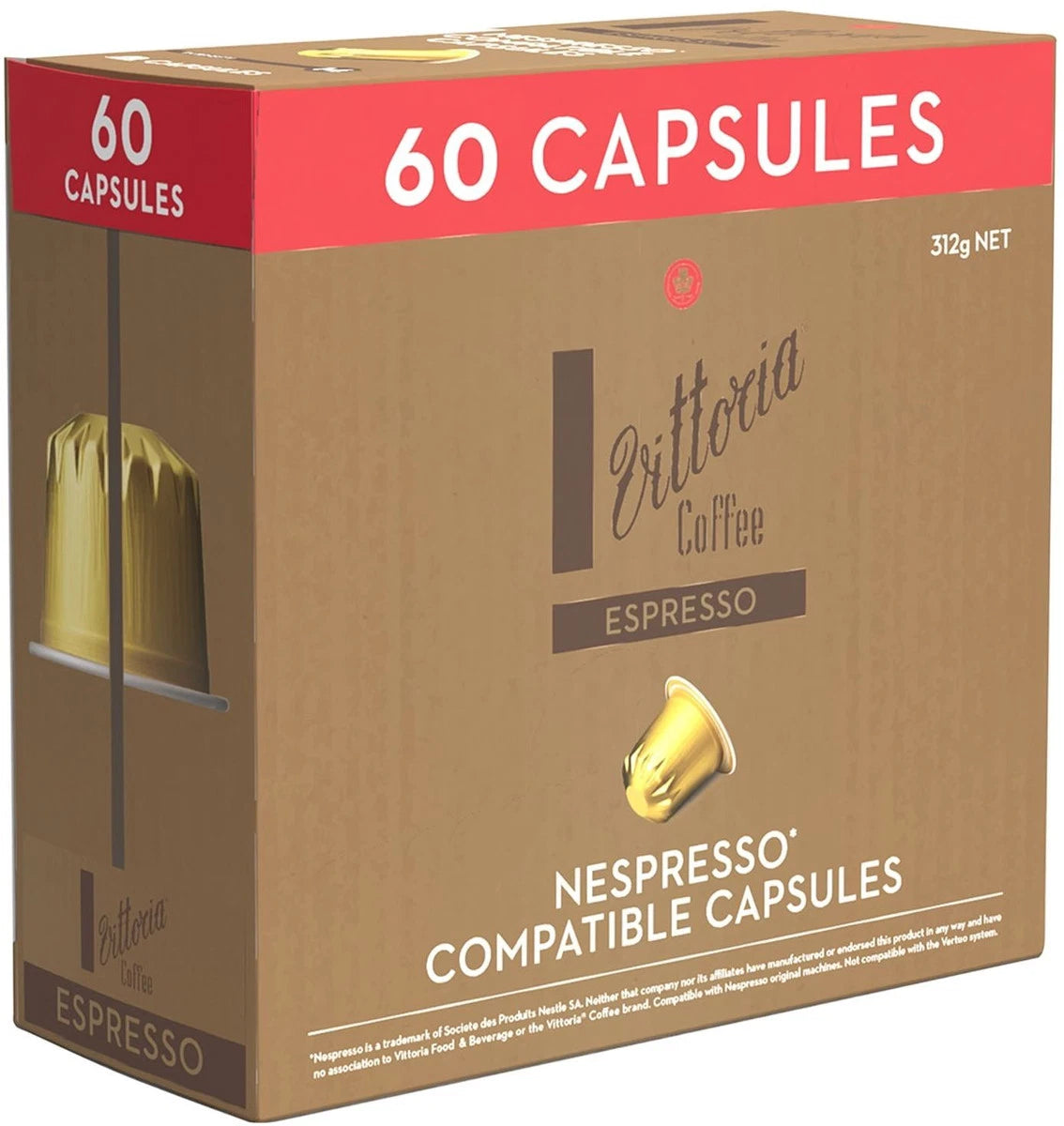 Vittoria Expresso Coffee Capsules Nespresso Compatible (60 pk)