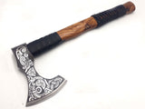 Carbon Steel Handmade Viking Axe With Leather Sheath Camping Axe Perfect Gift.