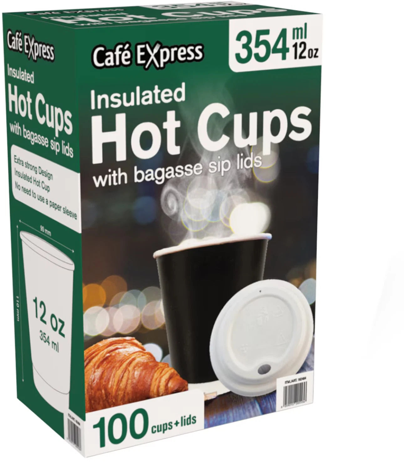 Cafe Express Double Wall Hot Cup & Lid (354ml x 100 pk)