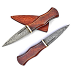 Handmade Damascus Buck Hunting Knife with Leather Sheath - Ideal for Skinning. Gift Item