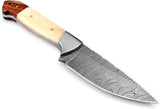 Custom Handmade Damascus Steel Fixed Blade Hunting Skinning Knife For Survival.