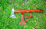 Custom Gift Forged Carbon Steel Viking Axe with Ash Wood Shaft Viking Camping