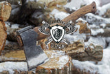 Viking Axes Rose Wood Handle Bearded Camping Axe Handmade Carbon Steel