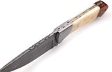 Custom Handmade Damascus Steel Fixed Blade Hunting Skinning Knife For Survival.