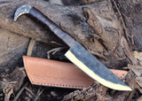 Viking Knife Raven Head Hilt with Leather Sheath - High Carbon Steel Blade.