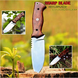 Hunting Knife Fivtan Horizontal Bushcraft Knife, Carry Knife with Sheath