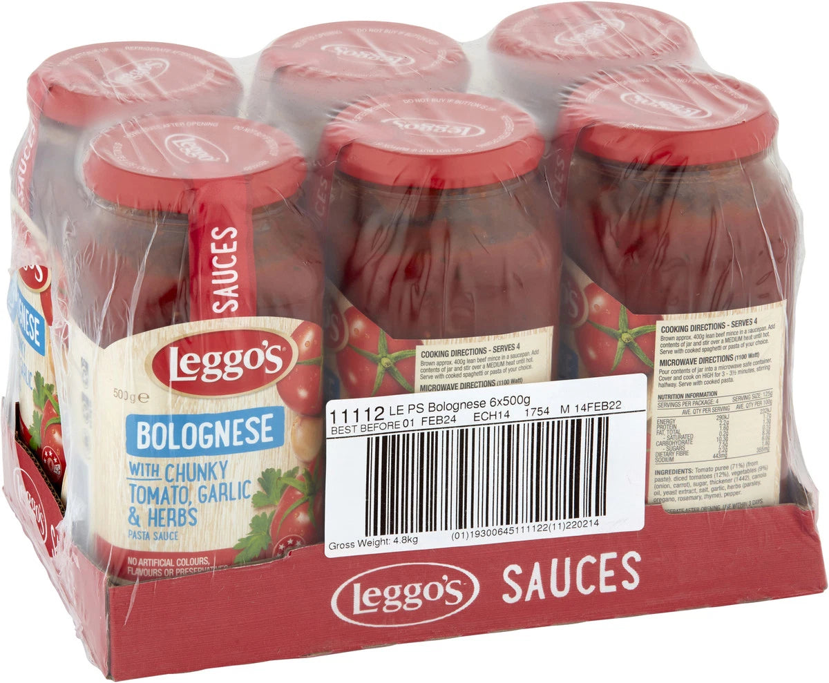 Leggo's Bolognese With Chunky Tomato, Garlic & Herbs Sauce (500 g x 6 ct)