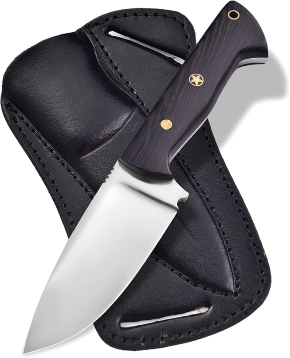 Fixed Blade Hunting Tracker Knife With Handmade Cross Pouch Back Belt Gift Item