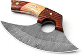 Hunting Knife Pizza Cutter Ulu Knife Handmade Pure Damascus Steel Fixed Blade