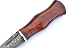 Handmade Damascus Buck Hunting Knife with Leather Sheath - Ideal for Skinning. Gift Item