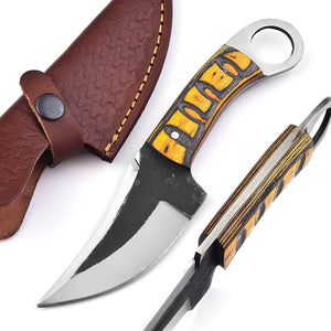 Fixed Blade Hunting Knife - Handmade Bushcraft Knife Carbon Steel Knife With Leather Sheath